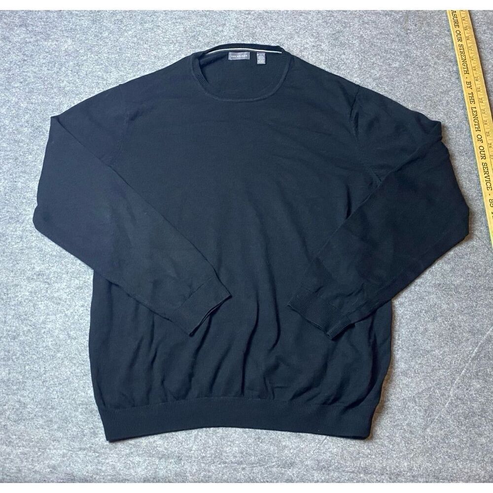 Van Heusen Sweater Mens Extra Large Black Crewneck Sweatshirt Cotton Acrylic